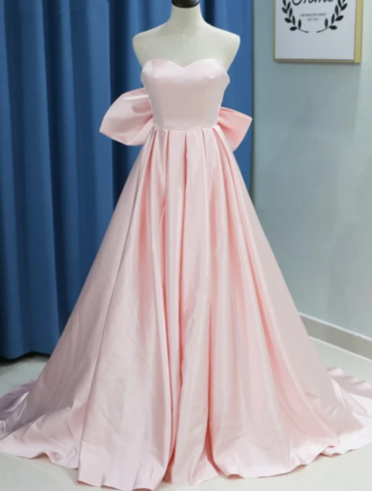 OKBBN A-line Sweetheart Satin Long Split Ball Dress