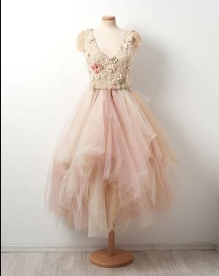 Cute red tulle V-neck short prom dress,homecoming dress c2972