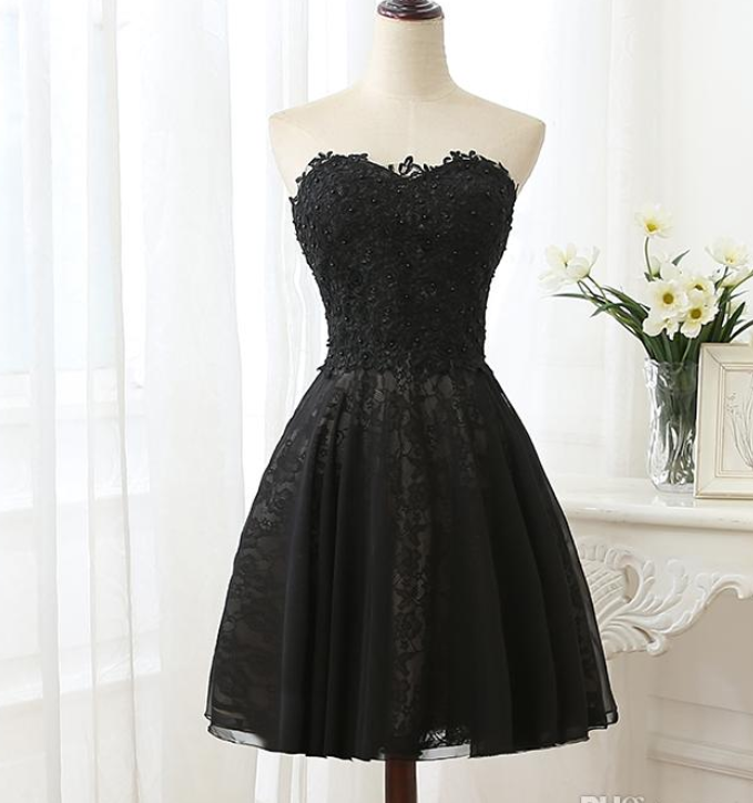 Black Simple Cocktail Dresses Sweetheart Sleeveless A-Line Mini Party Dress For Women Draped Sexy Prom Gown robes de soirée main image 0
