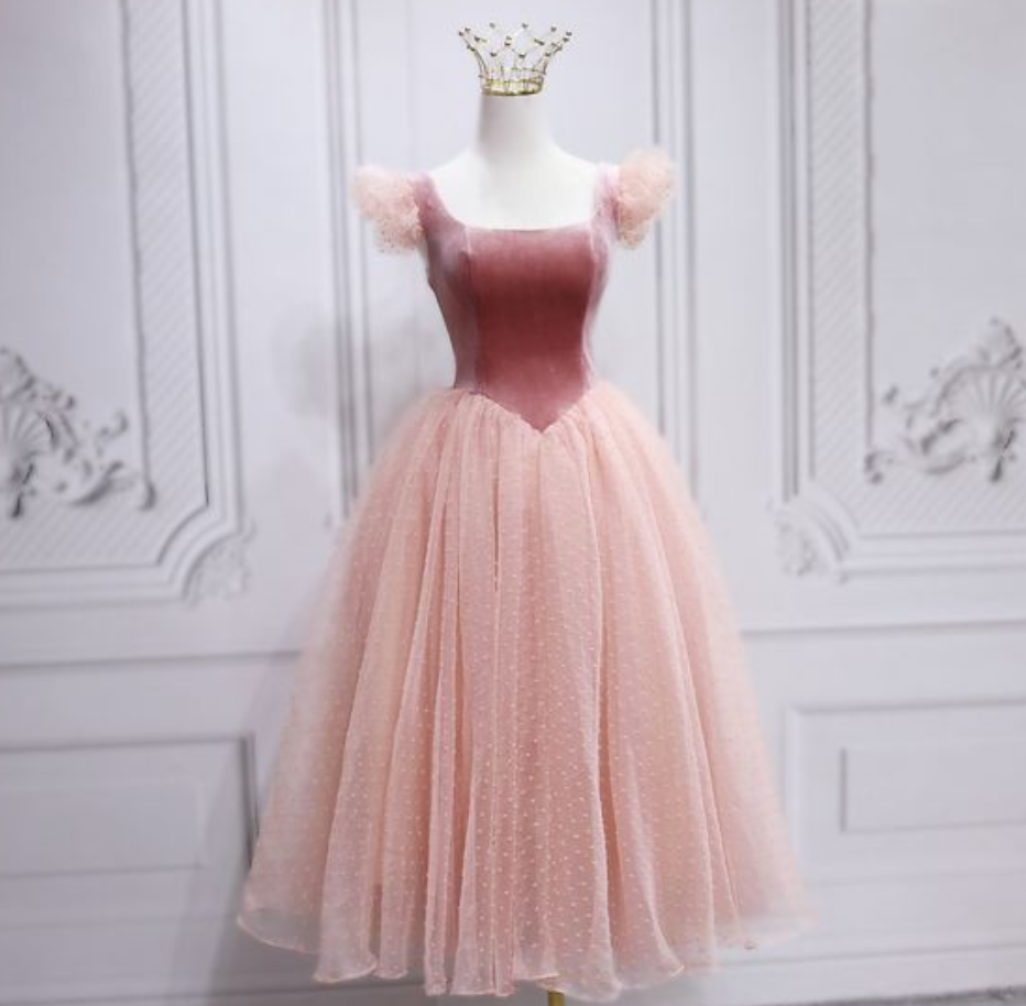 Princess Pink Party Dress With Velvet Bodice