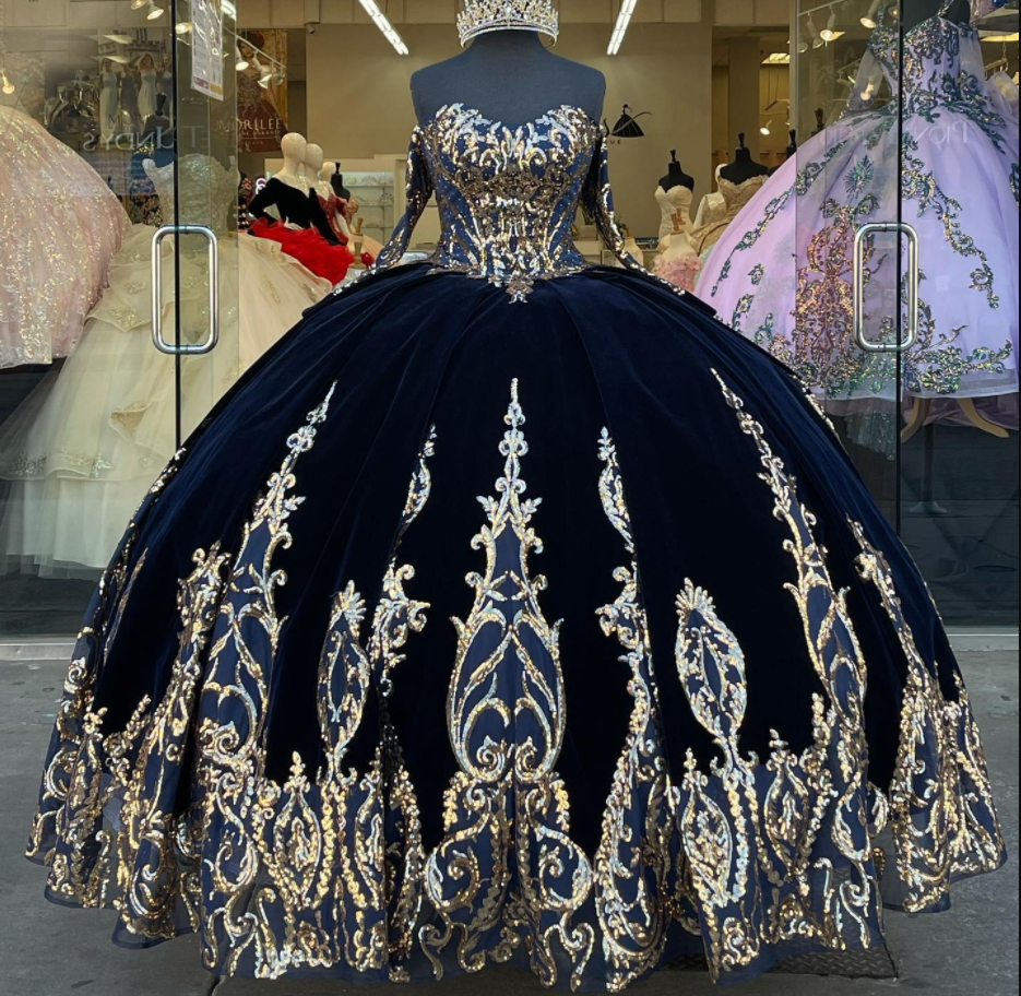 Vestidos De 15 Años Navy Blue Quinceanera Dresses with Detachable Sleeves Lace Applique Sweet 16 Dress Mexican Prom Gowns
