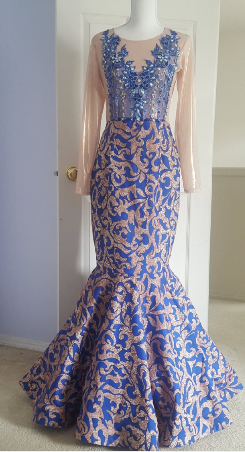 Royal Blue Prom dress/Prom Dress/African Print Prom Dress/blue Prom dresses