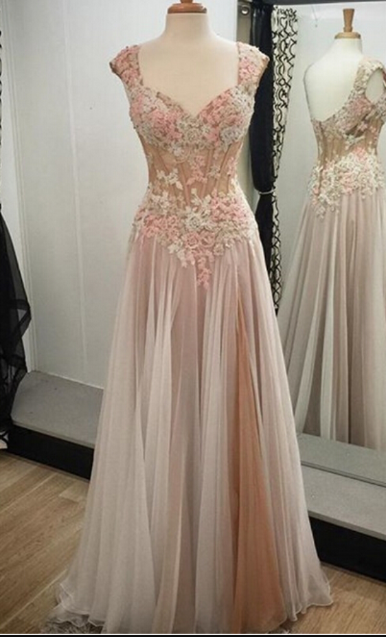 Appliques Prom Dress,custom Made Prom Dress,lace Prom Gowns,sexy Women Dress,a Line Evening Dress