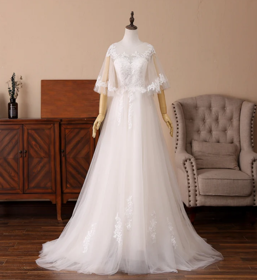 Wedding Dresses A-Line Bridesmaid Dress Illusion Sleeves Elegant Prom Dress Lace Appliques Bridal Dress Silver Sequin Evening Dress