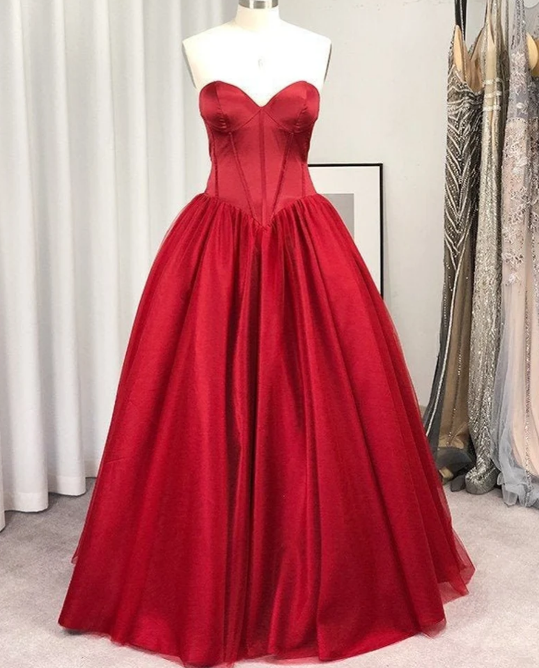 Prom Dresses Ball Gown Sleeveless Tulle With Ruffles Sweetheart Floor-length Dresses