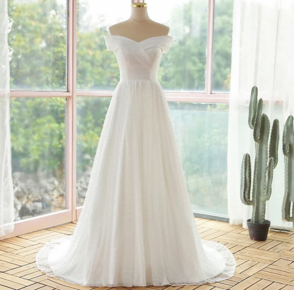 Wedding Dresses Elegant Wedding Dress Floor Length Custom Wedding Dress Drop Sleeves Bridal Dress Bridal Gown Wedding Gown