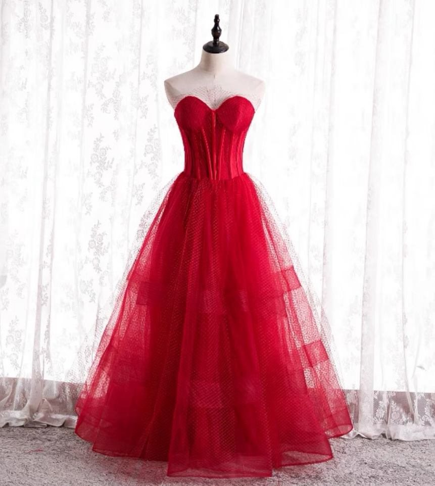 Prom Dresses Fairy Temperament Evening Dress,red Prom Dress