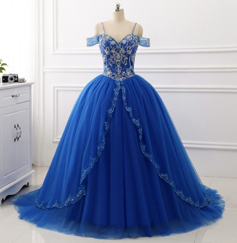 Royal Blue Quinceanera Dresses Ball Gown Spaghetti Straps Sweet 16 Dresses Prom Dresses Vestidos De 15 Debutante Gowns