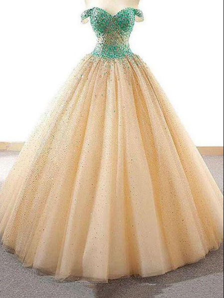 Ball Gown Prom Dresses,off The Shoulder Prom Dress,long Prom Dress,beading Prom Gown