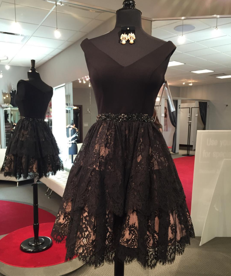 short embellished homecoming dress Short A-Line Homecoming Dress with Lace main image 1