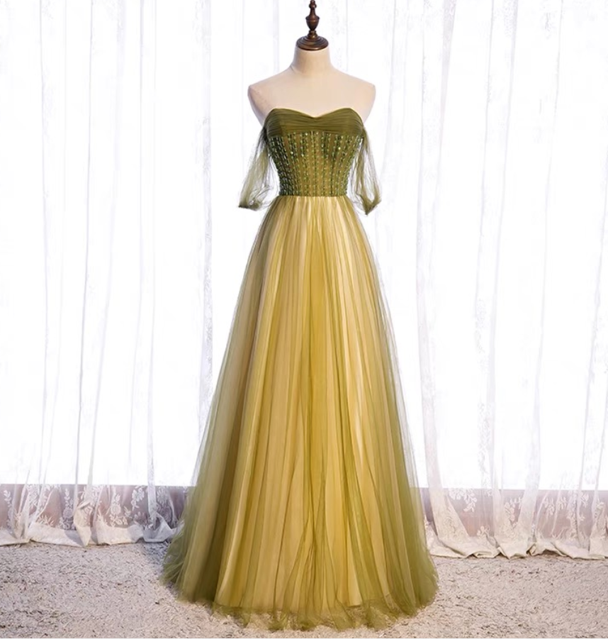 Green Evening Dress, Temperament Long Fairy Dress, Elegant Party Dress,custom Made