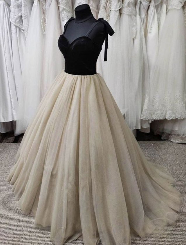 Simple Champagne Tulle Long Prom Dress Champagne Tulle Formal Dress