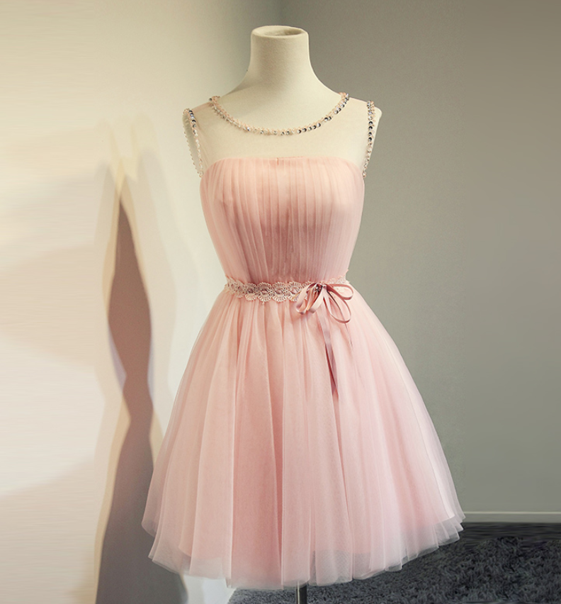 Princess Pink Lace Long Prom Dress, Pink Lace Formal Dress, Pink Tulle Evening Dress A1981 main image 0