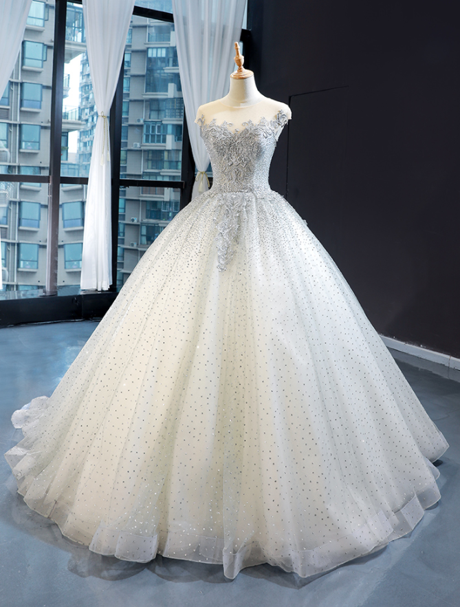 2021 Bride's French Light Wedding Dress Sequins Are Simple And Thin, Super Fairy One Shoulder Tail Fluffy Skirt