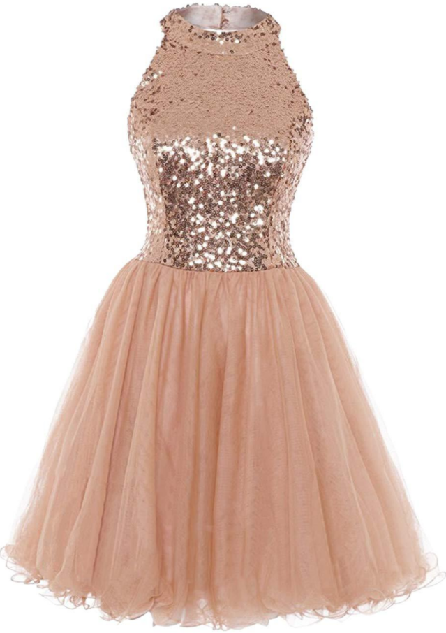 Dresses Cocktail Dress Cropped Sequin Sling Halter Evening