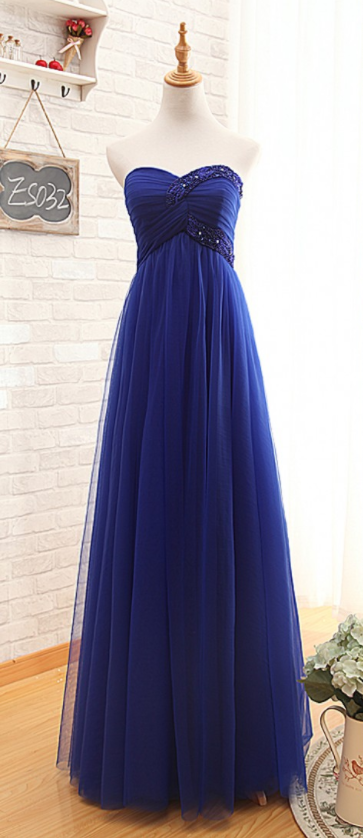 Royal Blue Tulle Graduation Dress,a-line Royal Blue Prom Dress,blue Tulle Party Dress