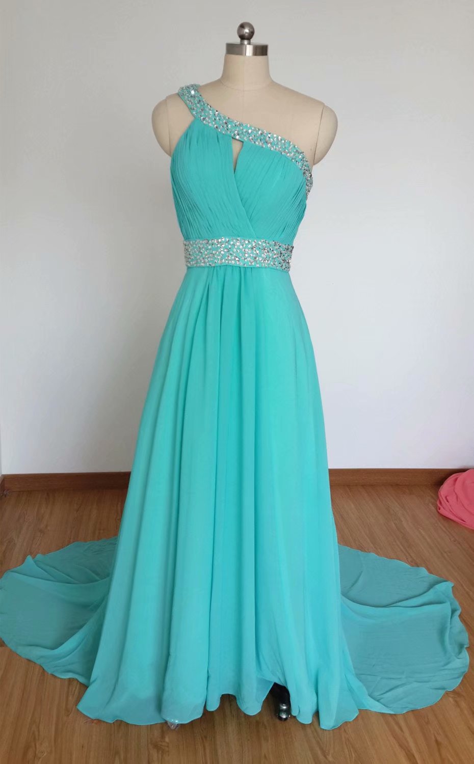 One Shoulder Chiffon Evening Dresses A Line Prom Gowns