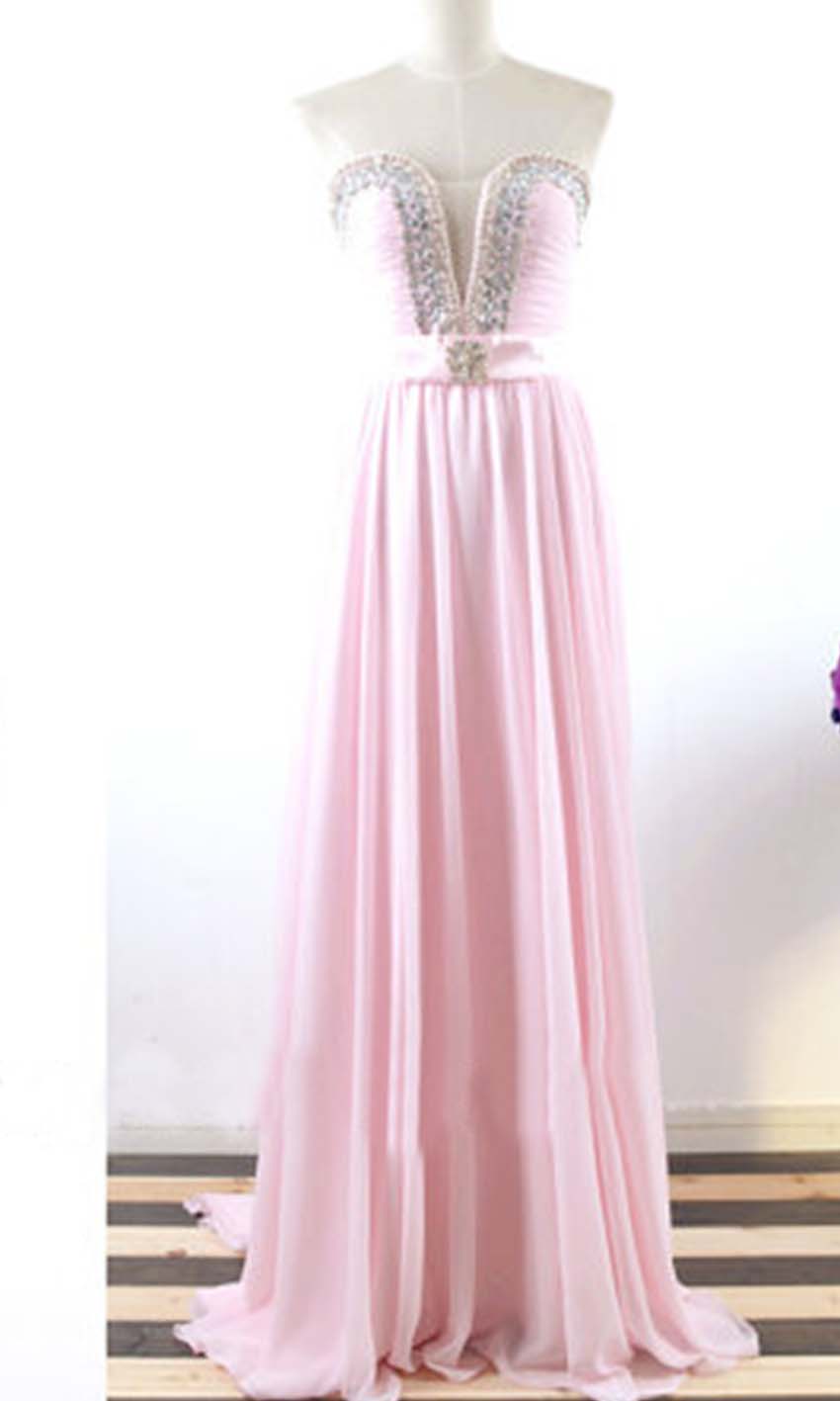 Pink Prom Dresses,strapless Prom Dress,beaded Prom Gown,sparkly Prom Gowns,elegant Evening Dress,sparkle Evening Gowns,beadings Evening
