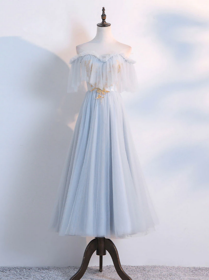 Prom Dresses,simple Tulle Lace Prom Dress, Tea Length Lace Bridesmaid Dress