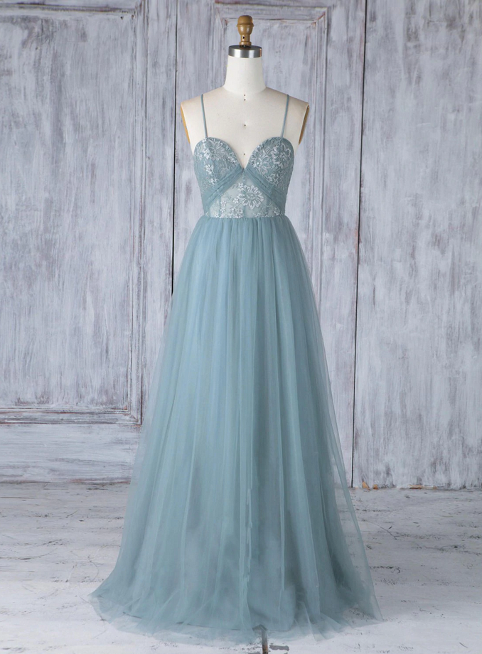 Prom Dresses,simple Sweetheart Neck Tulle Lace Long Prom Dress, Evening Dress