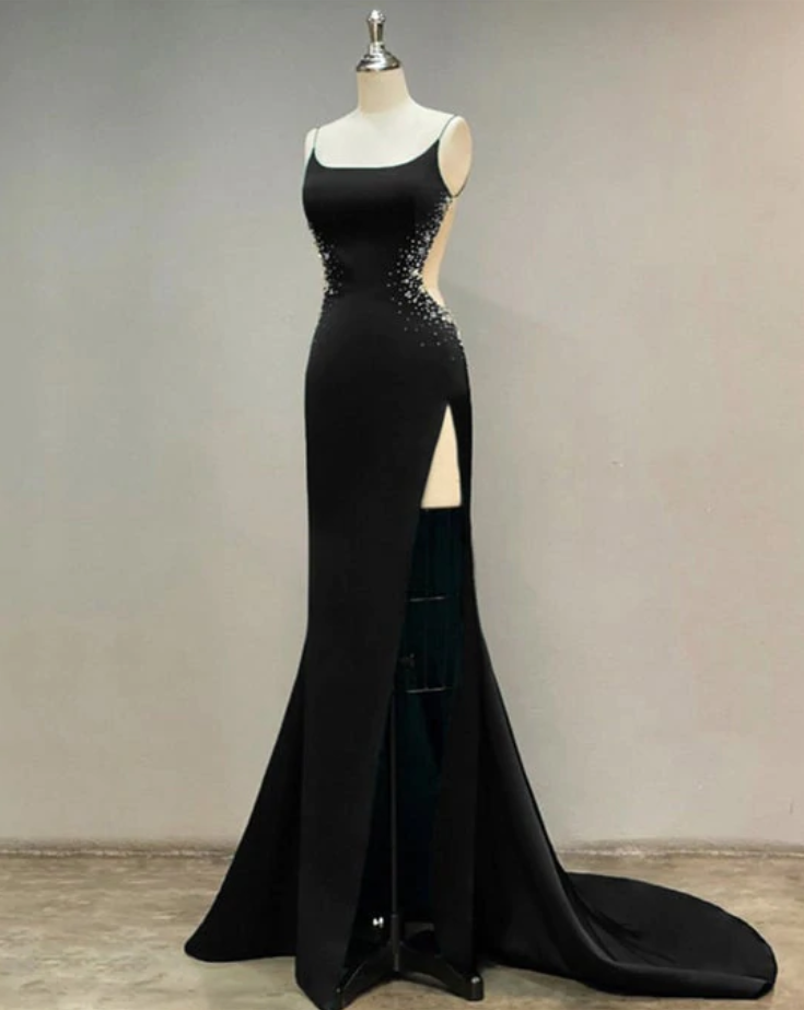 Prom Dresses,Sexy Mermaid Open Back Dresses With Slit