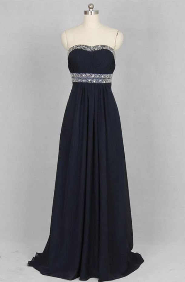 Prom Dresses,sweetheart Chiffon Crystals Long Prom/party Dress