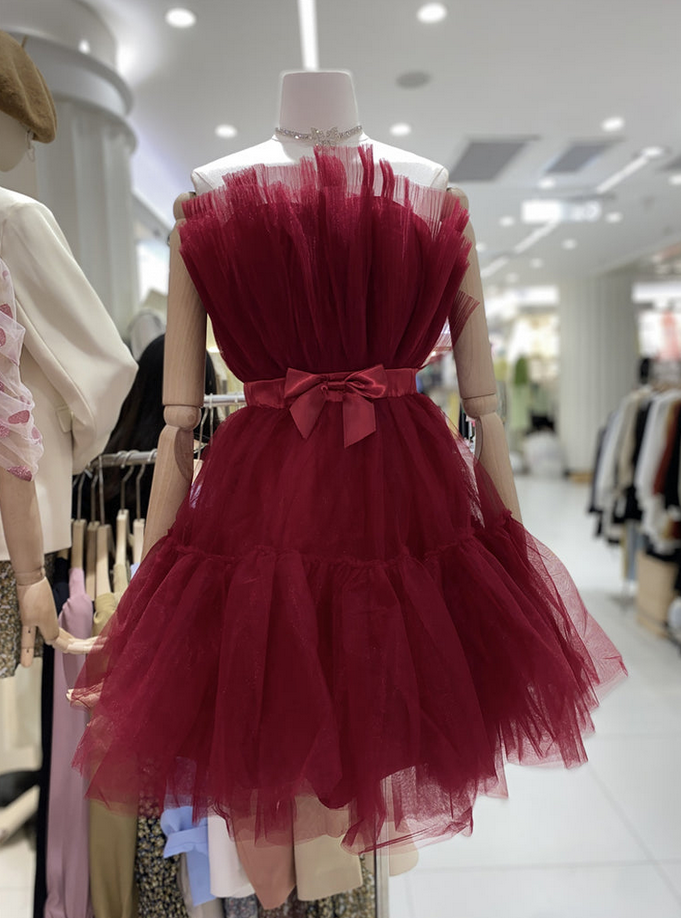 Homecoming Dresses,cute Tulle Party Dress With Bow, Lovely Formal Dresses Homecoming Dress