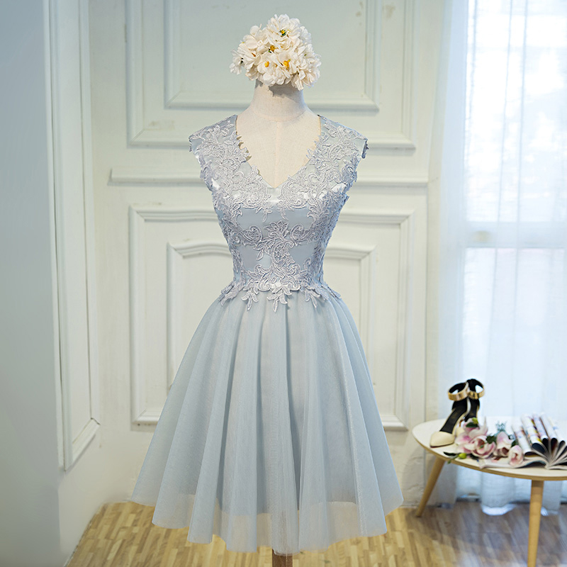Simple Short Lace Woman Party Dress, Formal Dress, Cute Prom Dress