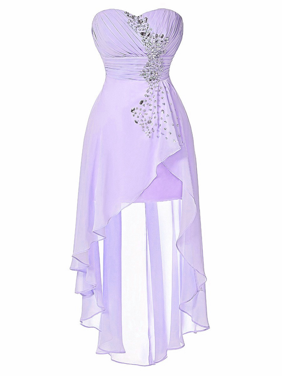 Lovely High Low Lavender Short Chiffon Sweetheart Prom Dresses, Homecoming Dresses, Short Formal Dresses
