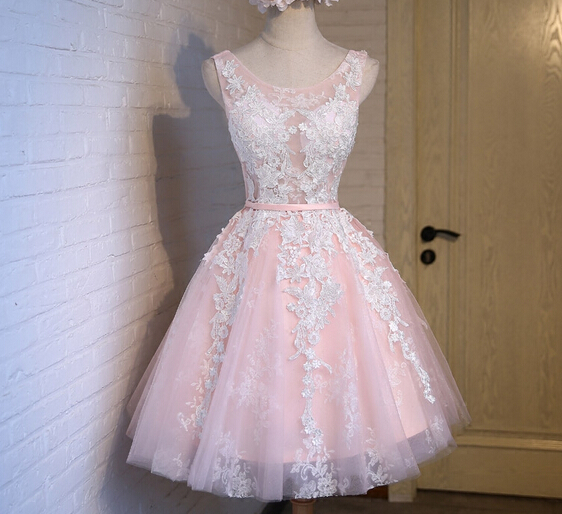 cute pink graduation dresses Sweetheart Neck Short Pink Prom Dresses Satin Homecoming Dresses US16 / As Picture main image 0