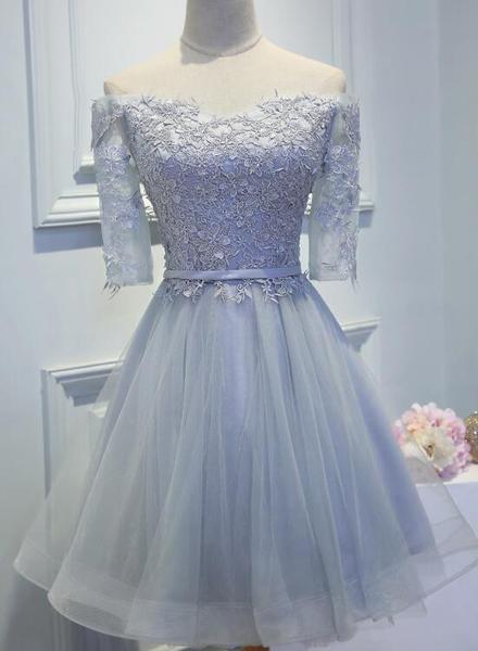 Tulle Lace Homecoming Dresses , Lovely Off Shoulder Party Dresses, Cute Formal Dresses