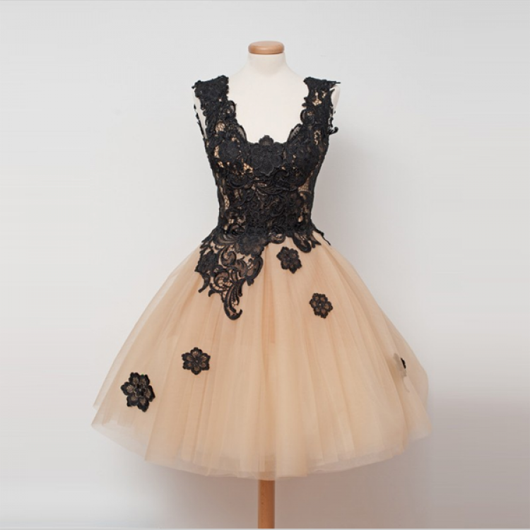 Lace Black Homecoming Dresses, Homecoming Dresses Black, Sleeveless Homecoming Dresses, Ball Gown Homecoming Dresses