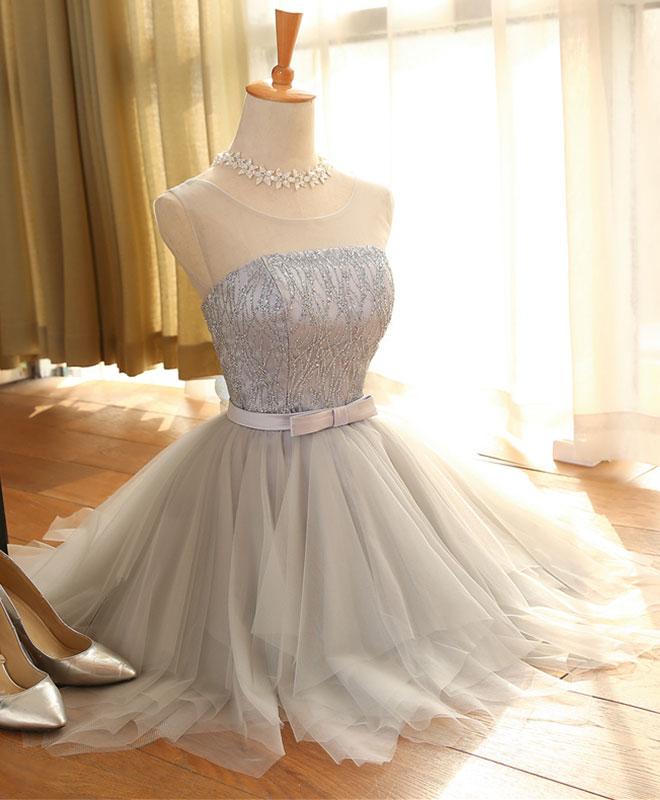 Cute Tulle Sequins Irregular Short Prom Dress,homecoming Dress