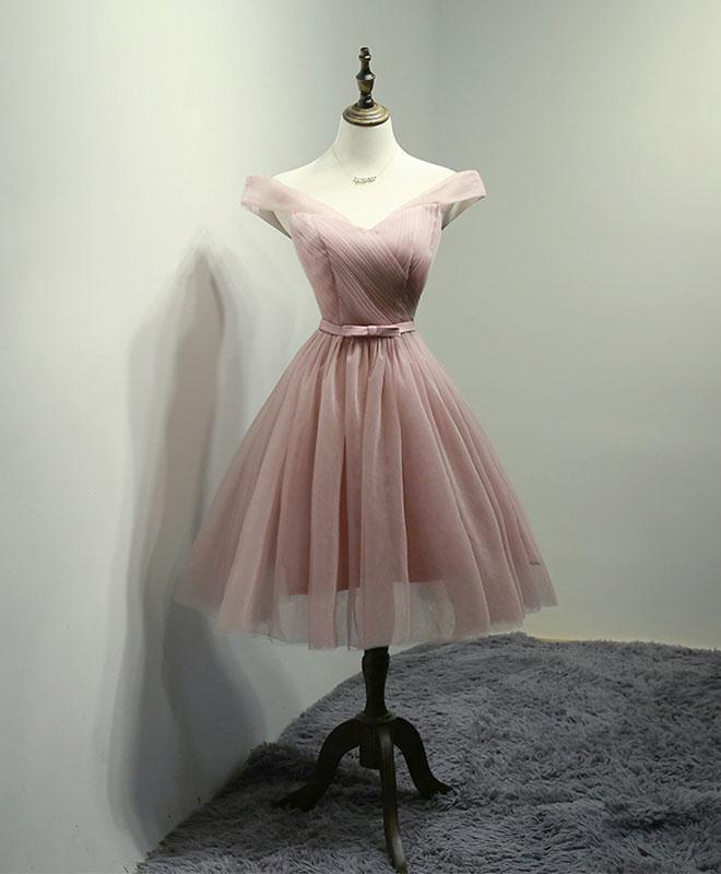 strapless open back dress Elva Off Shoulder Mini Dress in Pink main image 1
