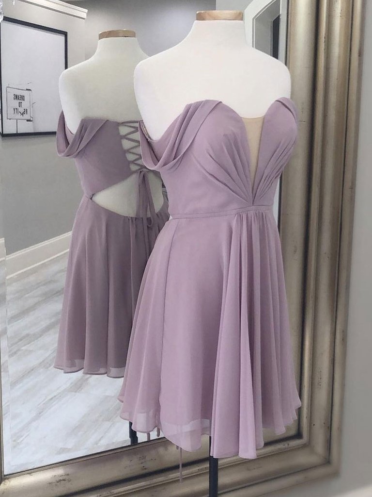 Simple A-line Chiffon Short Prom Dress, Chiffon Bridesmaid Dress Simple A-line Chiffon Short Prom Dress, Chiffon Bridesmaid Dress