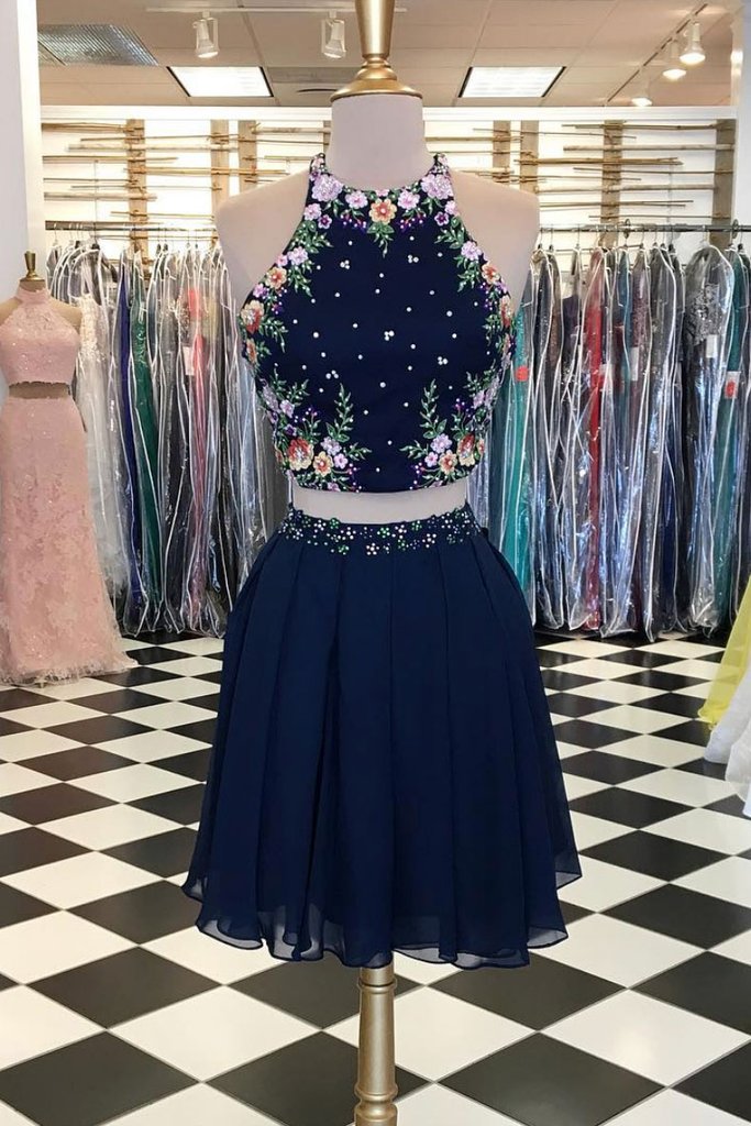 Unique Dark Blue Two Pieces Short Prom Dress, Cute Homecoming Dress on  Luulla