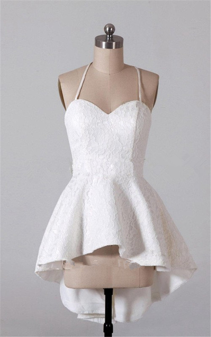 Sweetheart Neckline High Low Lace Party Dress Formal Occasion