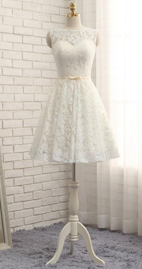 Ivory Lace Prom Dress,short Homecoming Dress,bateau Cocktail Party Dress