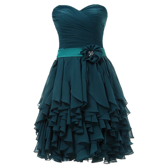 Green Strapless Sweetheart Neckline Draped Bodice Ruffled Short Evening  Dress, Homecoming Dress on Luulla