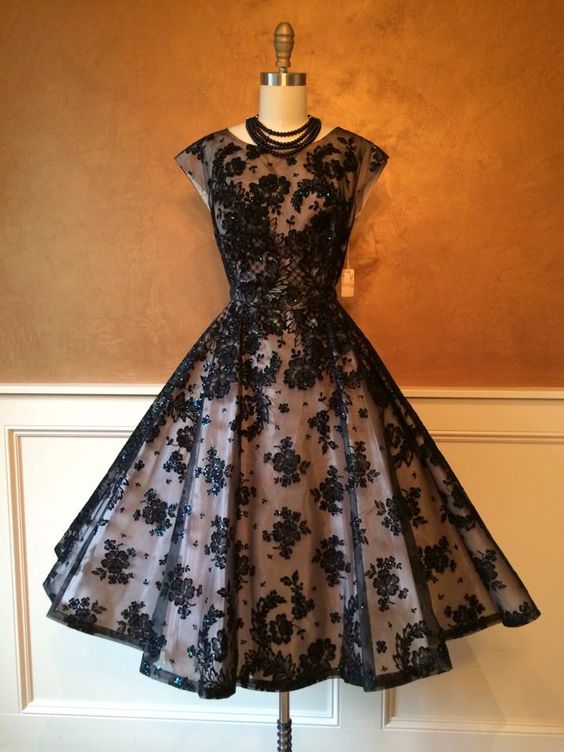 Vintage Prom Dress, Lace Prom Gowns, Mini Short Homecoming Dress