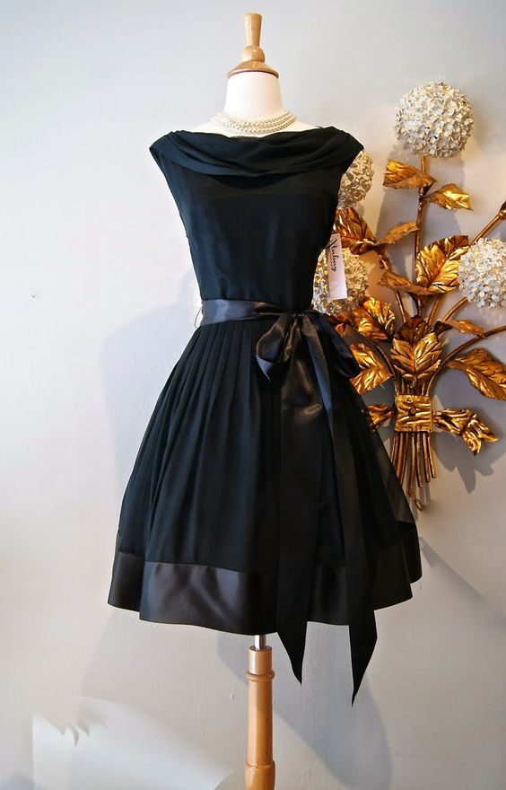 Vintage Prom Dress, Black Prom Gowns, Mini Short Homecoming Dress