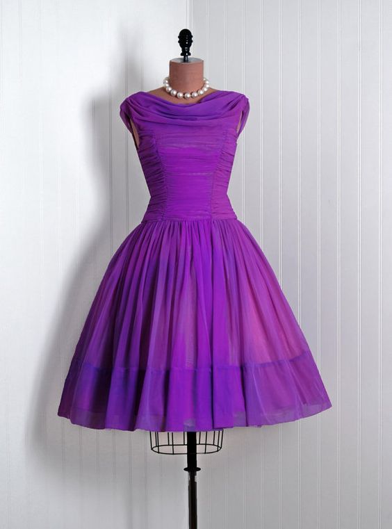 Vintage Prom Dress, Purple Prom Gowns, Mini Short Homecoming Dress