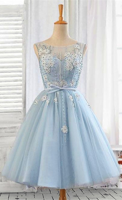 Light Sky Blue Lace Homecoming Dress,short Prom Dresses,homecoming Dresses,graduation Dress,short Homecoming Dress