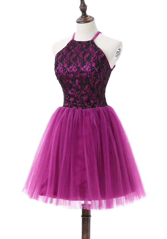 Charming Homecoming Dress, Tulle Purple Homecoming Dresses, Short Prom Dress