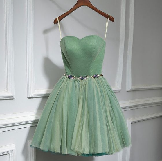 Cute Green Sweetheart Neck Short Prom Dress, Homecoming Dress