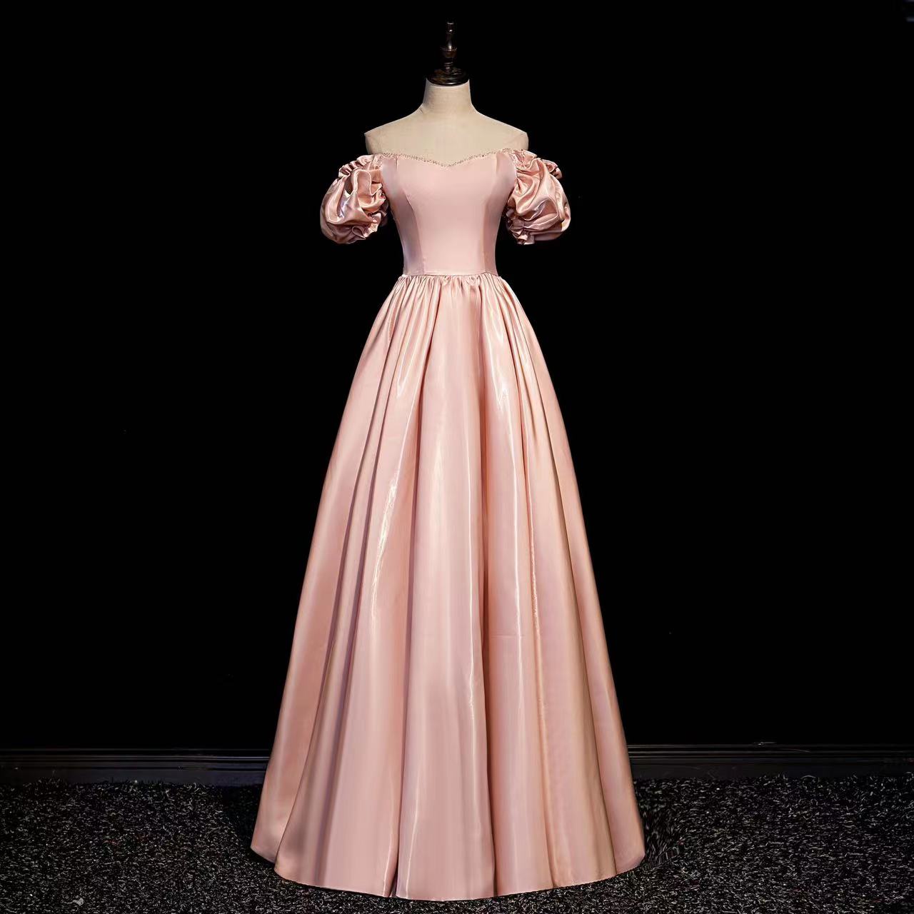 Pink Prom Dress, Class Evening Dress, Off-the-shoulder Wedding Dress, Princess Party Dress