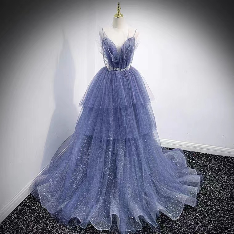 Spaghettis Strap Evening Dress, Style Dress, Princess Prom Dress