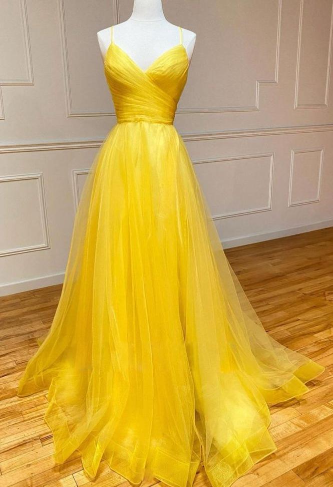 Long Prom Dresses, Formal Dresses ,princess Prom Party Gowns,v-neck Tulle Long Prom Dresses,