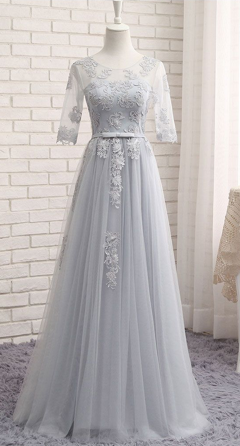 Elegant Lace Tulle Formal Prom Dress, Beautiful Long Prom Dress, Banquet Party Dress