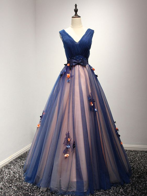 Elegant Sleeveless Tulle A Line Formal Prom Dress, Beautiful Long Prom Dress, Banquet Party Dress